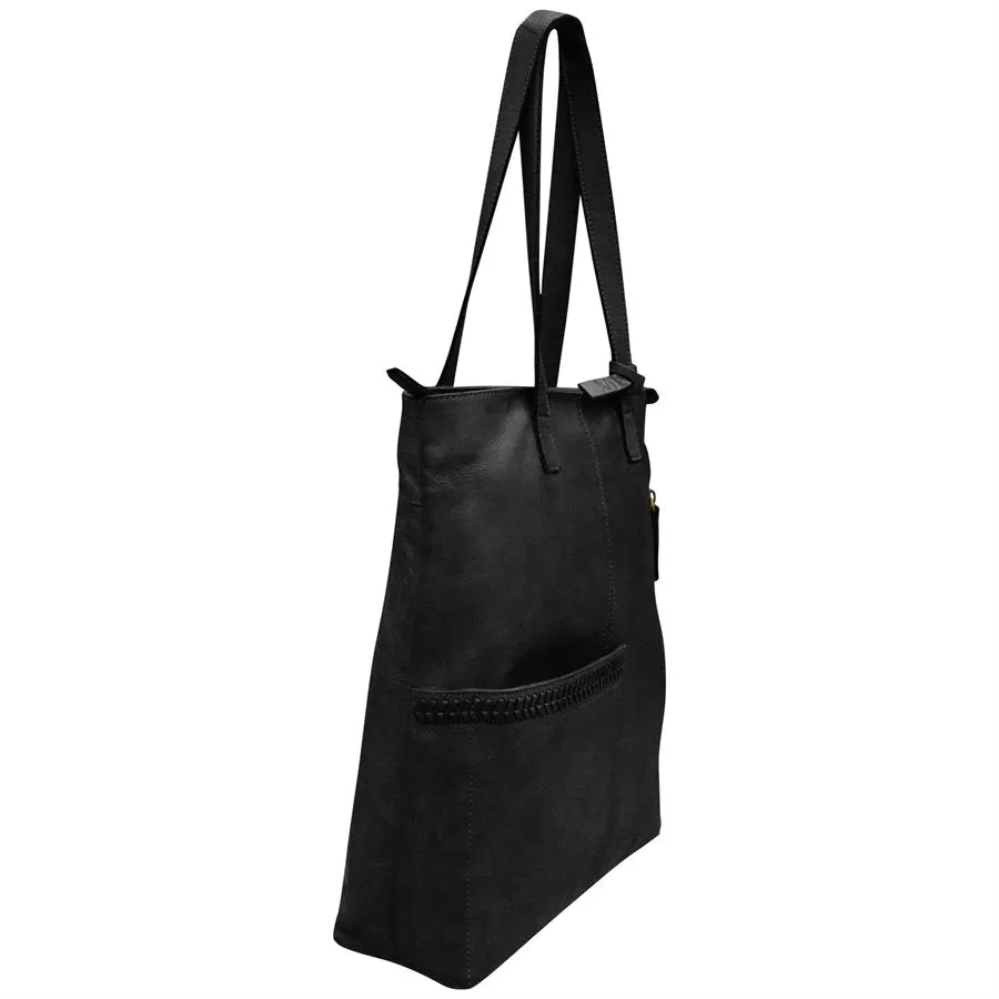 Black Leather Organizer Tote