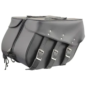 Black PVC Zip Off Large Chrome Studded Motorcycle Saddlebag