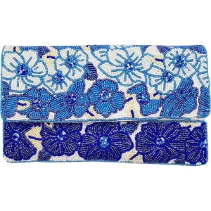 BLUE BEADED FLORAL Clutch