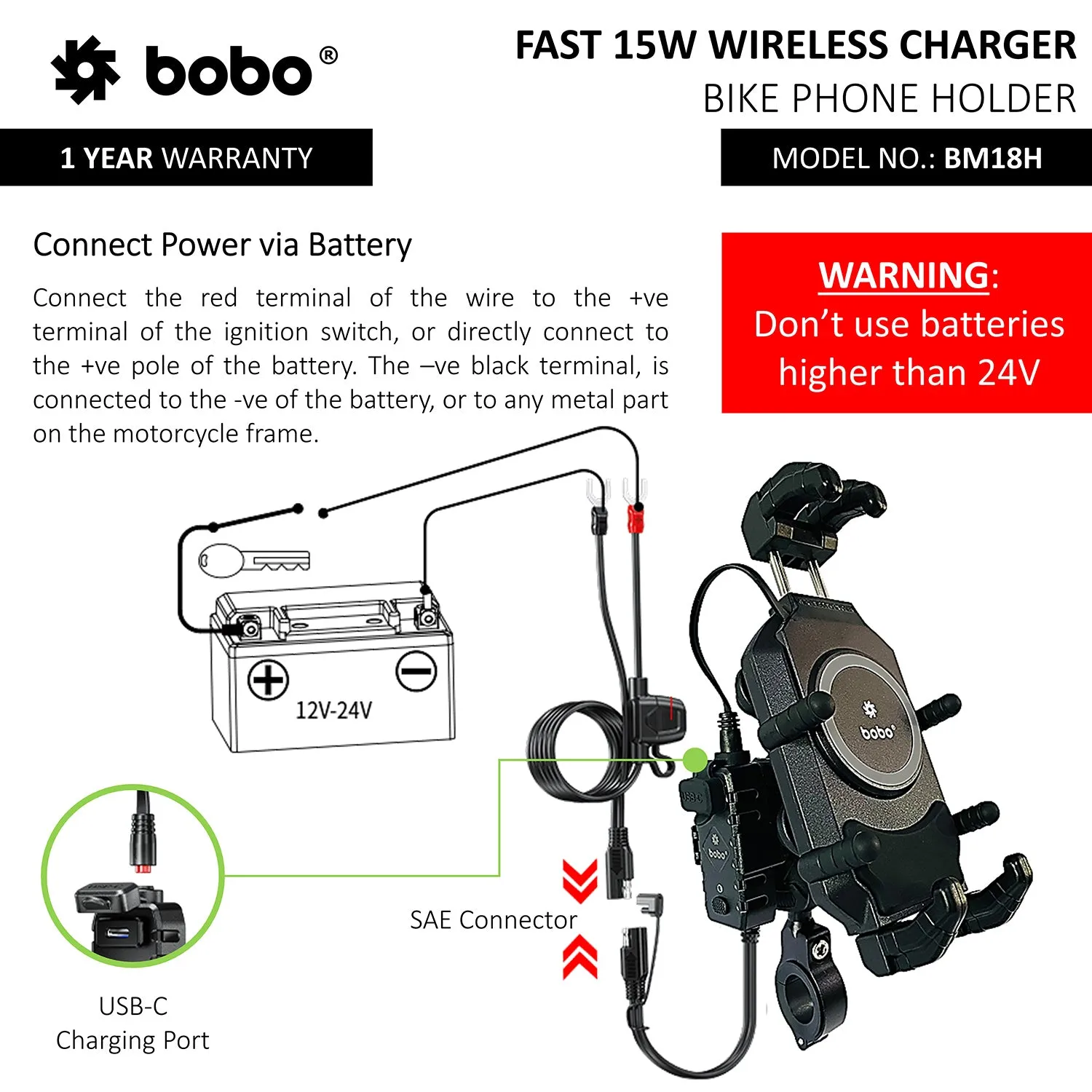 BM18H - Anti-Vibration (Wireless   USB-C Charger)