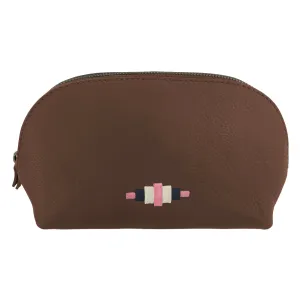 'Brillo' Cosmetic Bag - Brown Leather