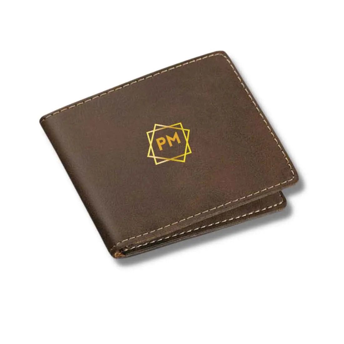 Brown Custom Mens Wallet for Personalized Gift - Initials