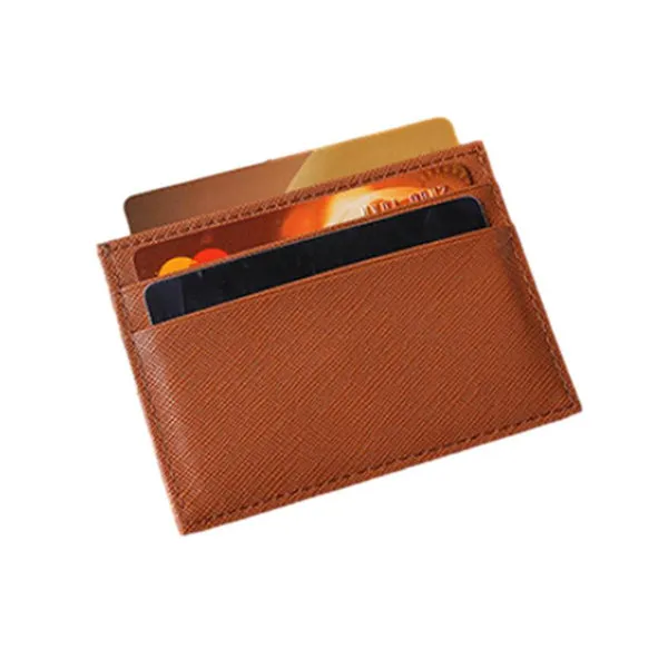 Brown Grained Leather Card Holder 棕色真牛皮信用卡套 (CH19006a)