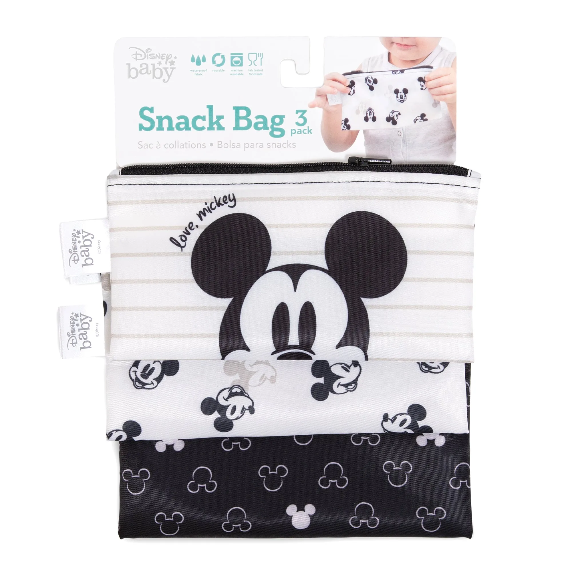 Bumkins-Disney Mickey Reusable Snack Bag 3 pk