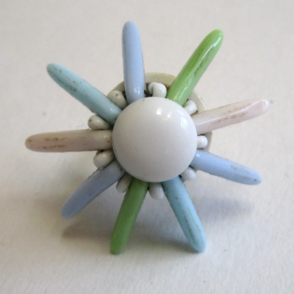 Circa 1960s Plastic Pastel Flower Earrings