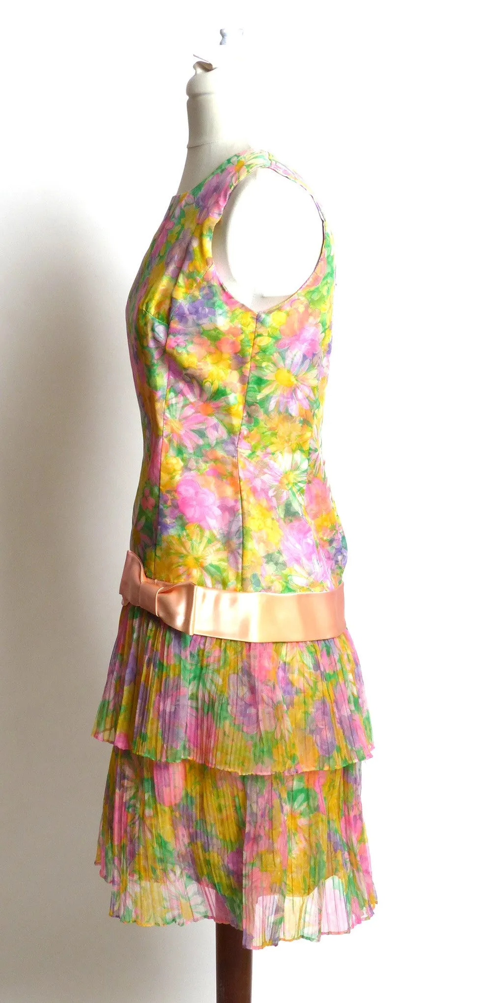 Circa 1980s Custom-Made Floral Mini Dress