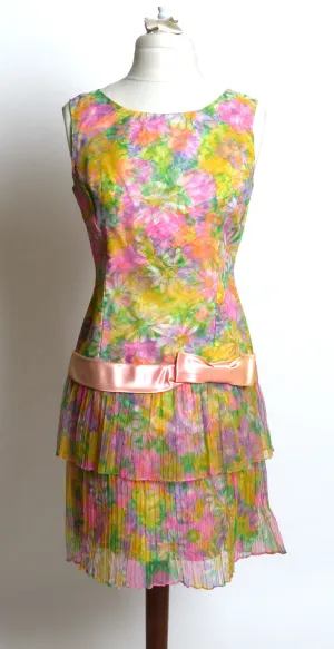 Circa 1980s Custom-Made Floral Mini Dress