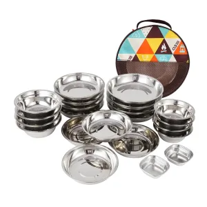 CLS CLS Portable Dinner Plates Camping Tableware Set Stainless Steel Bowls Soup Pots Cooking Camping Picnic