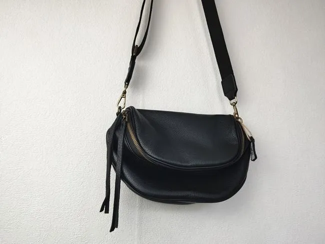 Crossbody Black Leather Bag Womens Black Cross The Body Bag Black Leather Bag Crossbody