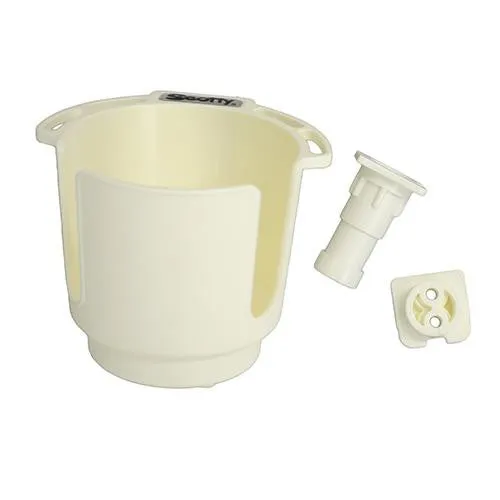 Cup Holder with Rod Holder Post and Bulkhead - White