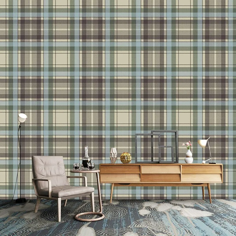 Custom Mural Wallpaper British Style Checkered Pattern (㎡)