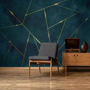 Custom Mural Wallpaper Golden Geometric Lines (㎡)