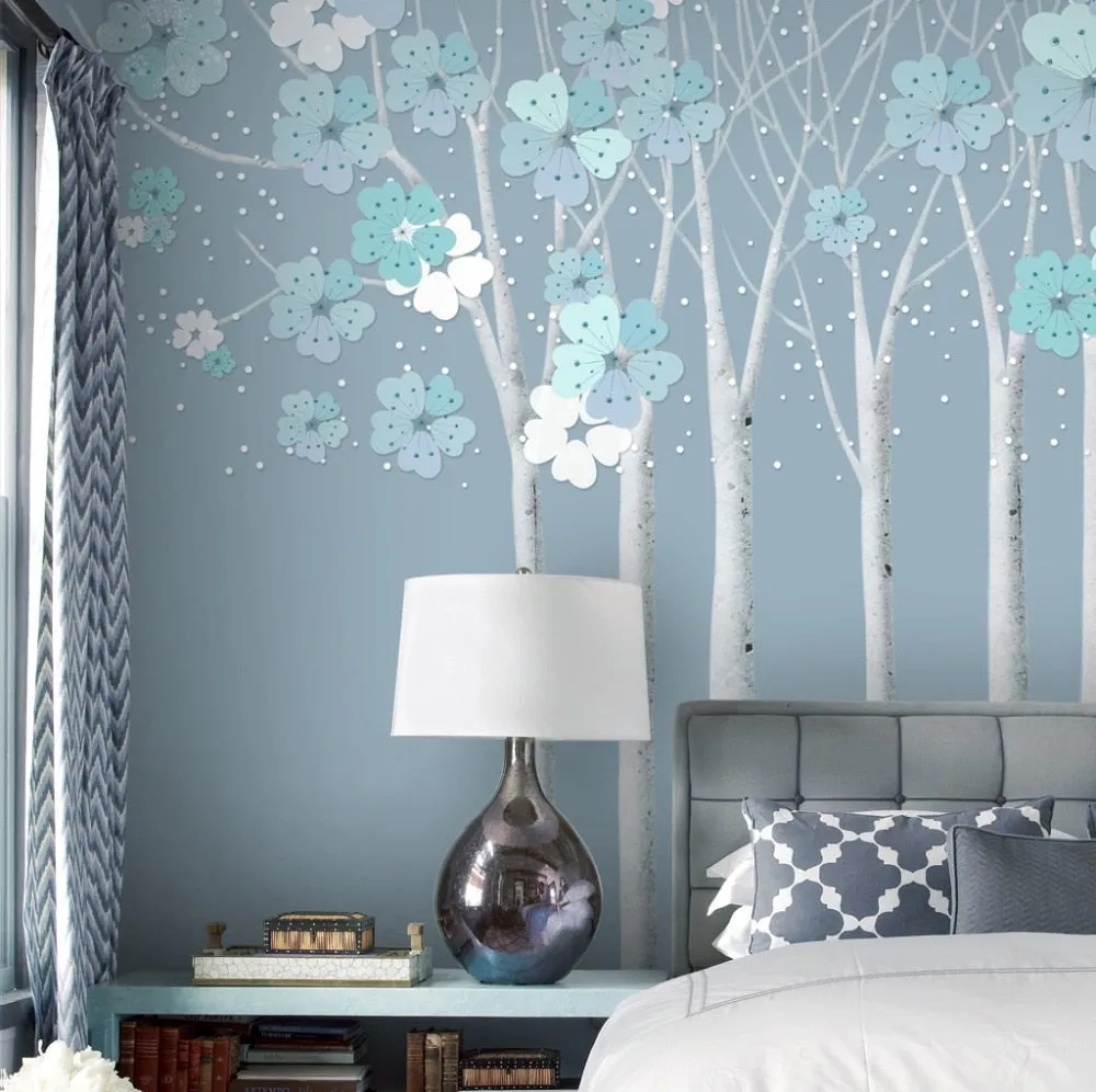 Custom Size Wallpaper Mural Cherry Tree Retro Fresco (㎡)