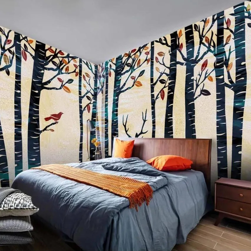 Custom Wallpaper Mural Autumn Woods Wallcovering (㎡)