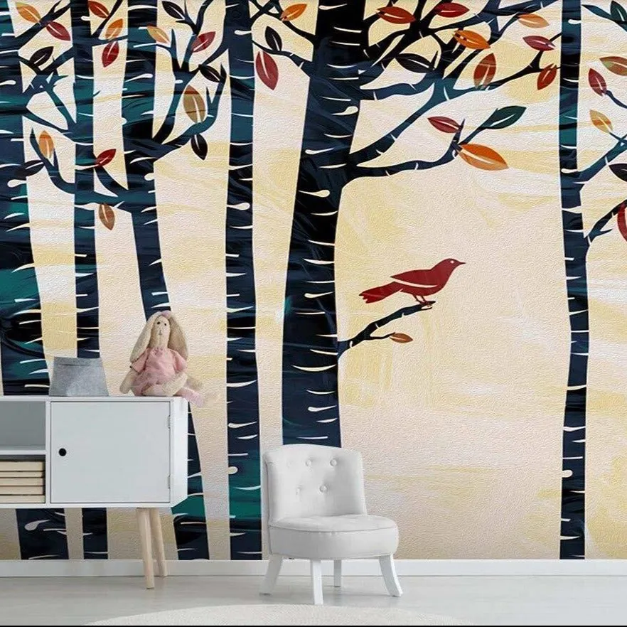 Custom Wallpaper Mural Autumn Woods Wallcovering (㎡)