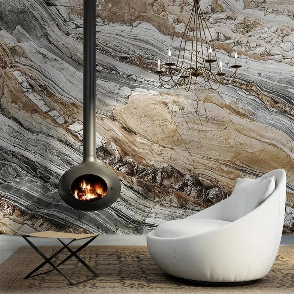 Custom Wallpaper Mural Gold Grey Marble Effect Wallcovering (㎡)