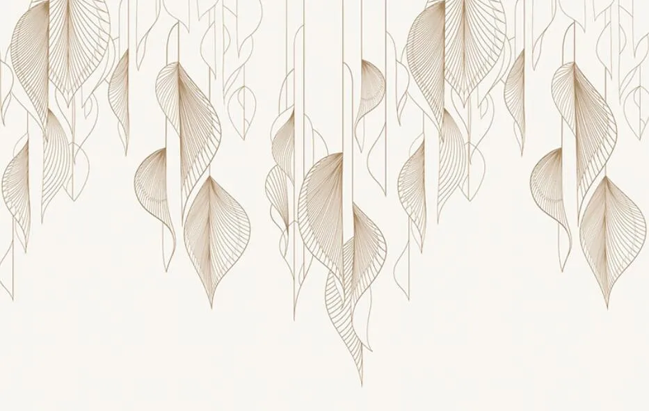 Custom Wallpaper Mural Modern Abstract Art Plant Leaves (㎡)