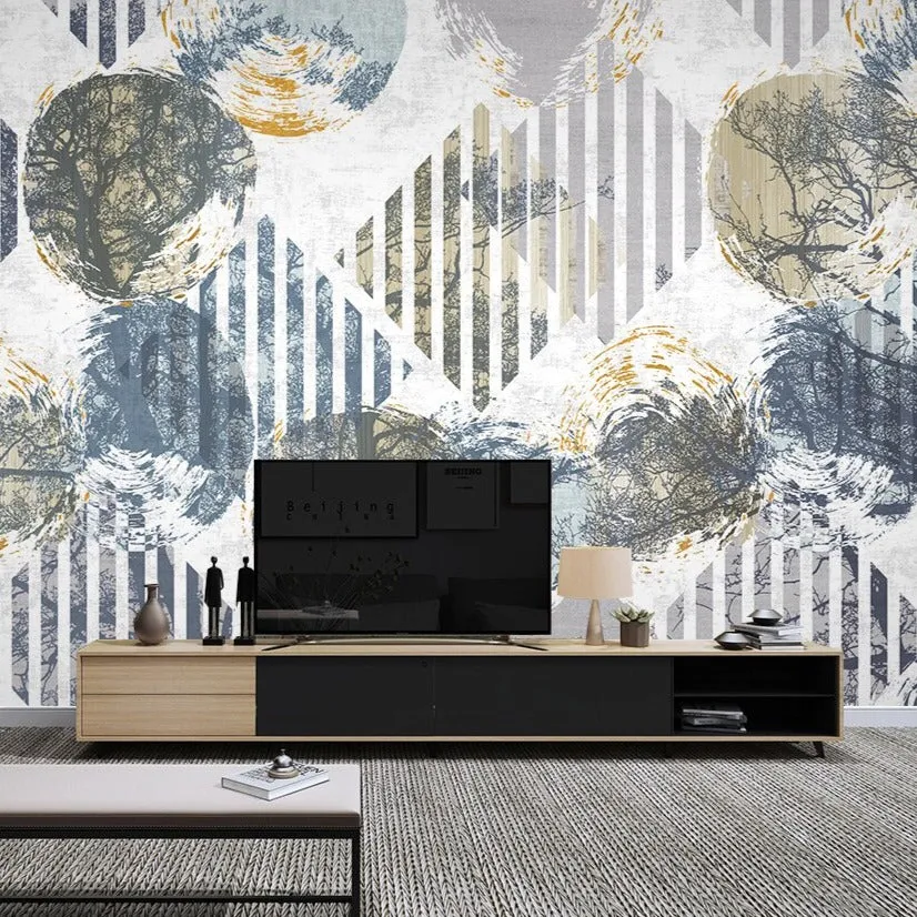 Custom Wallpaper Mural Modern Minimalist Geometric Background (㎡)