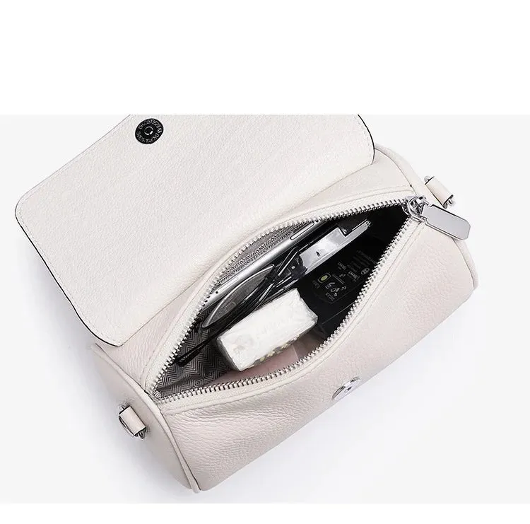 Elegant Croco Cowhide Leather Shoulder Bag – A Barrel-Shaped Fashion Statement