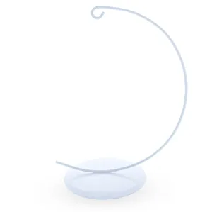 Elegant Curved White Metal Solid Round Base Ornament Display Stand 5.9 Inches