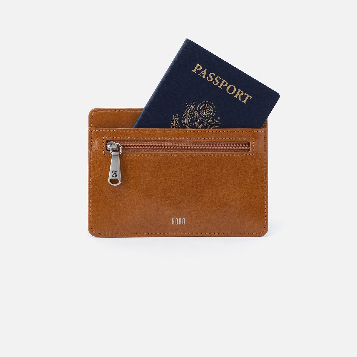 Euro Slide Card Case In Polished Leather - Truffle