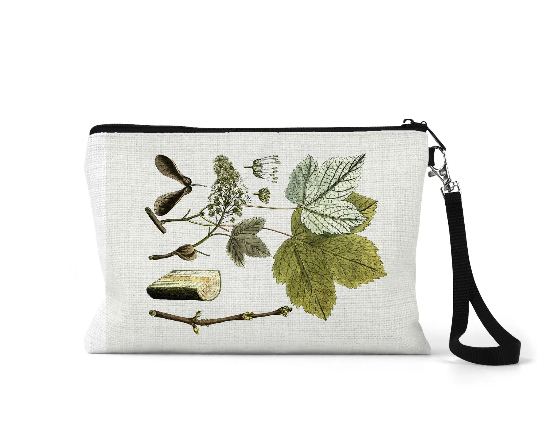 Fall Forest Hike Vintage Botanical Linen Blend Accessory Bag