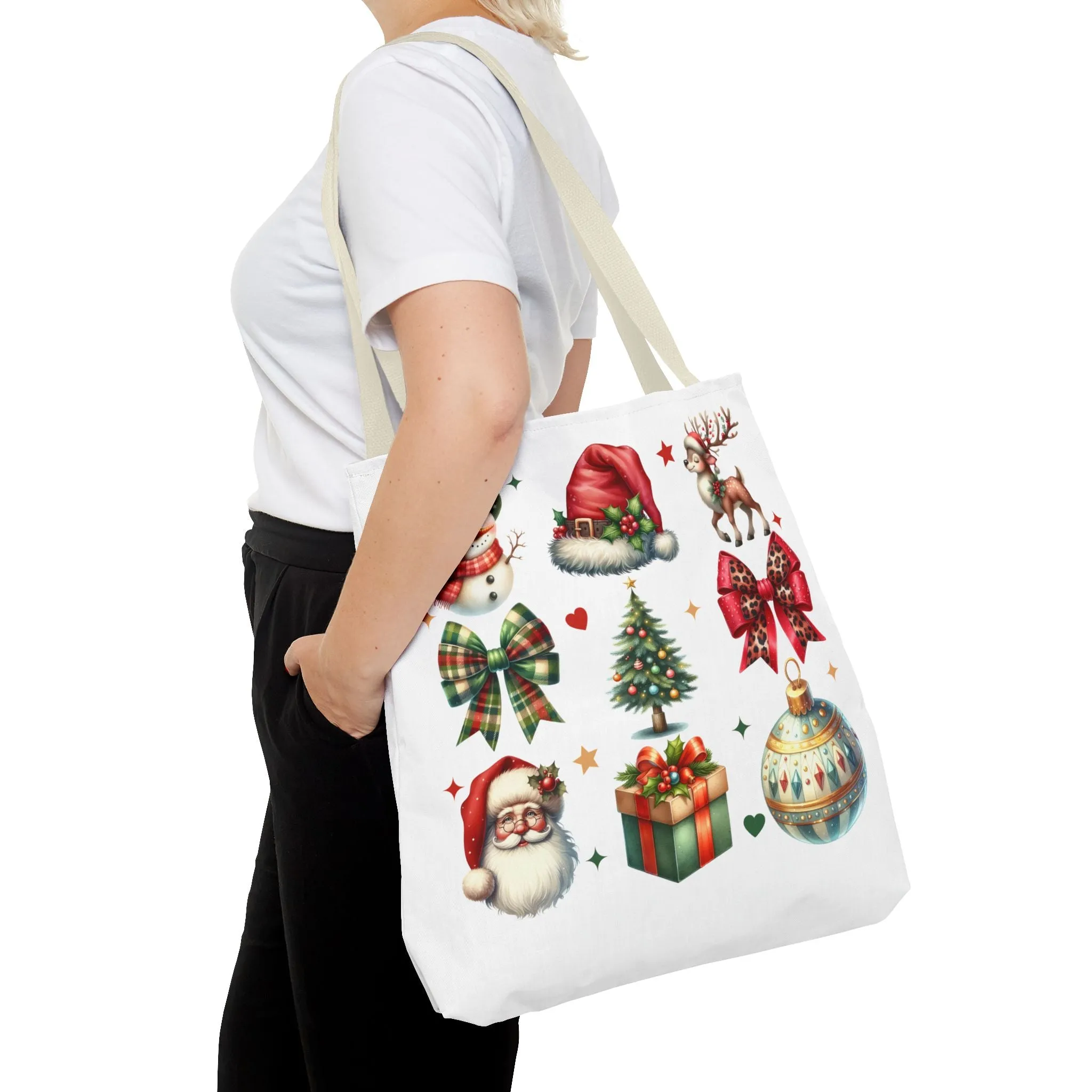 Festive Holiday Tote Bag with Christmas Designs