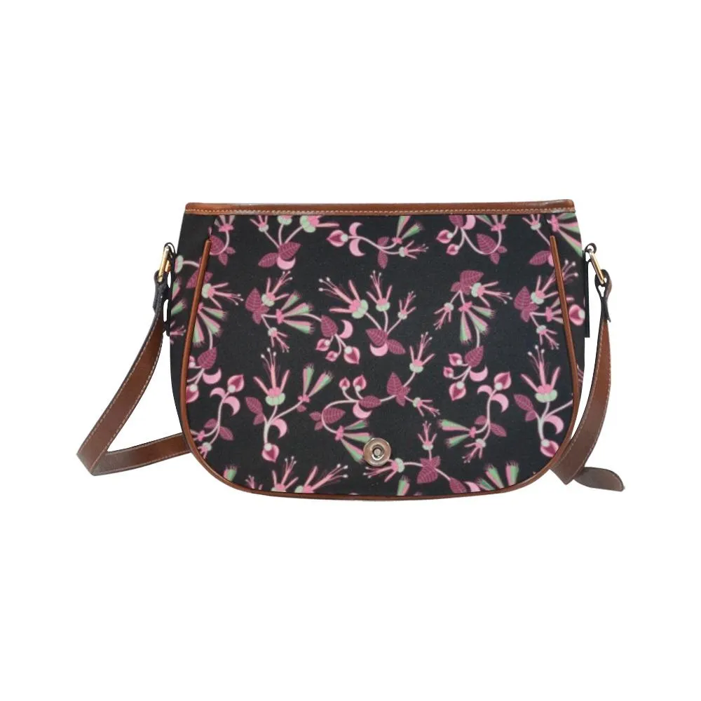 Floral Green Black Saddle Bag/Large