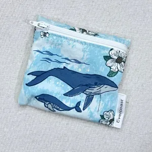 Floral Whale on Mint Reusable Mini Snack Bag