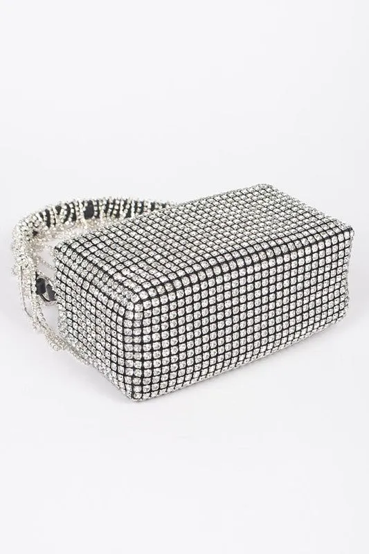 Fringe Rhinestone Curtain Handle Clutch Bag