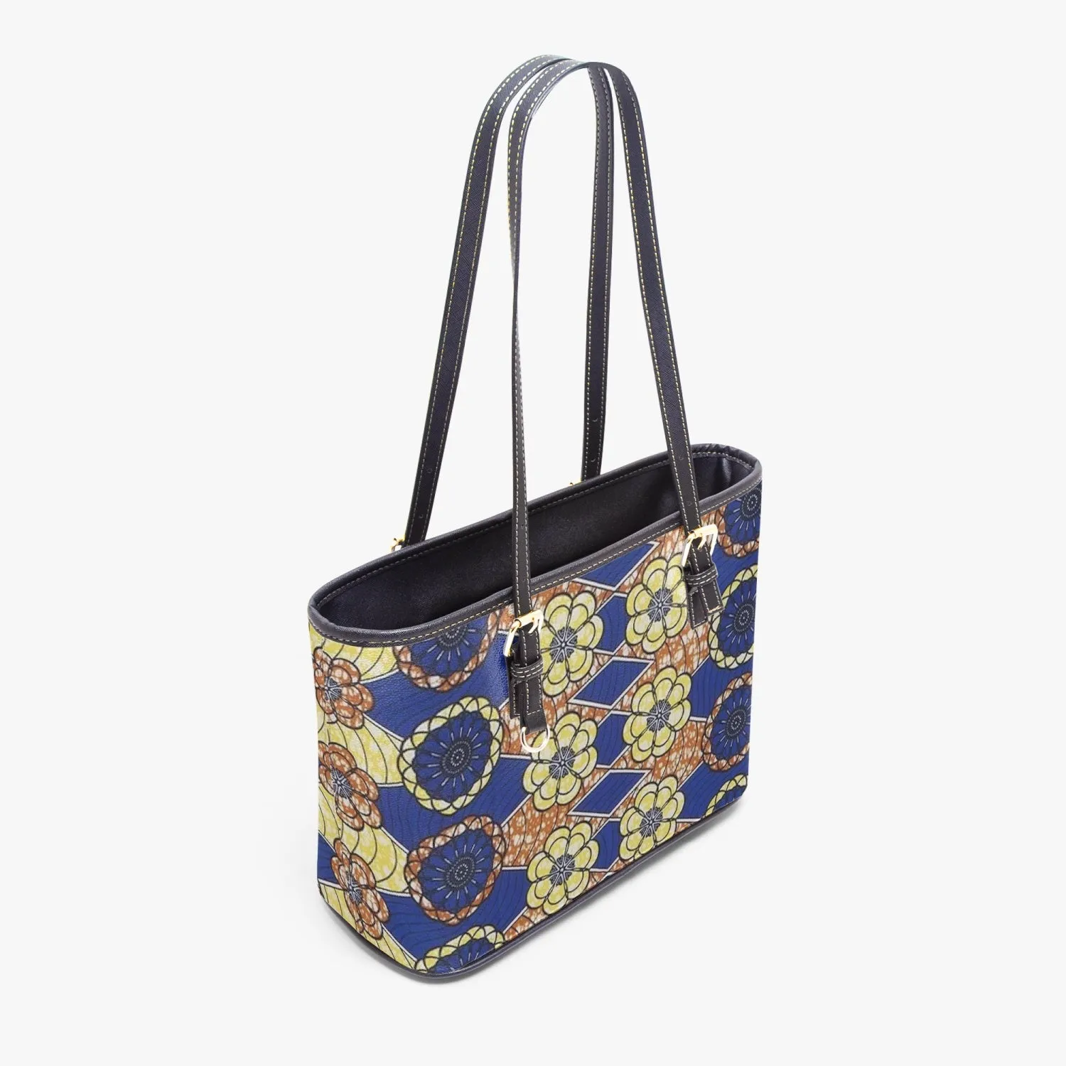 FZ African Print  Large Leather Tote Bag