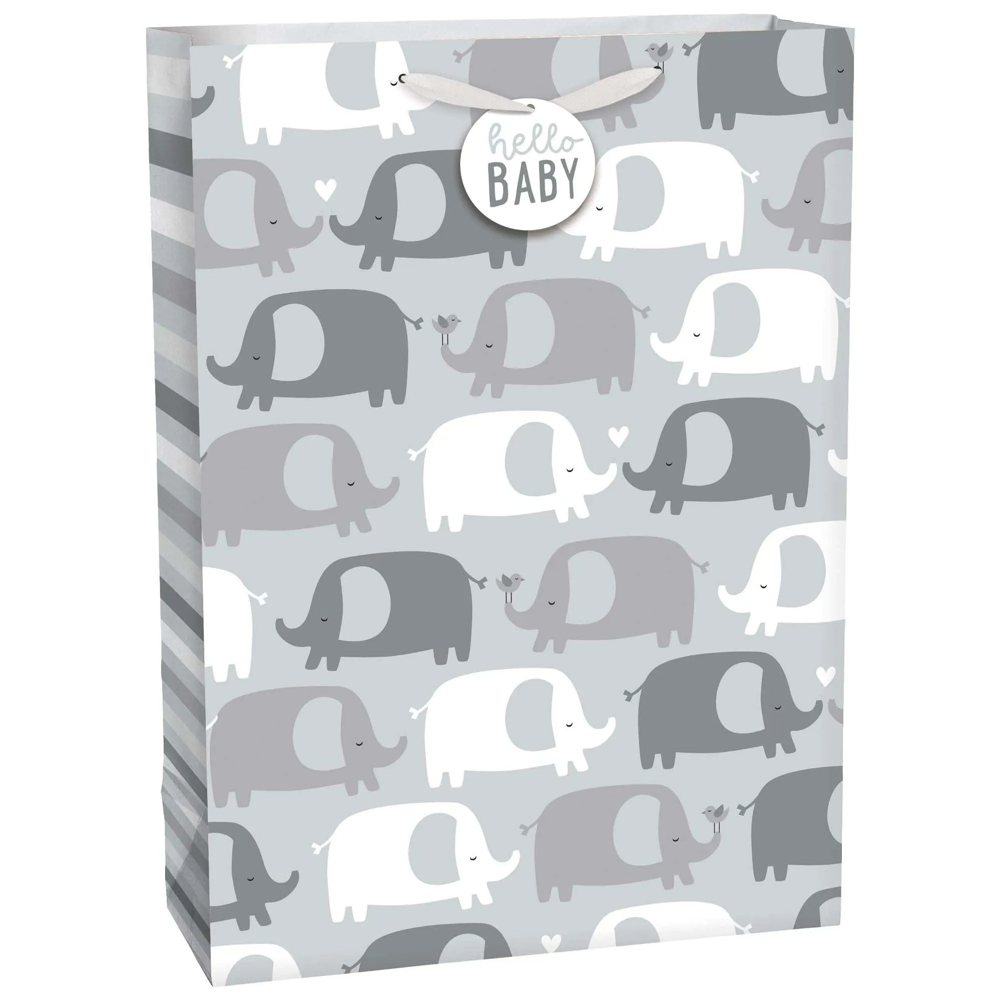 Gender Neutral Elephants Extra Large Gift Bag, 17 x 12.5 x 6 Inches, 1 Count