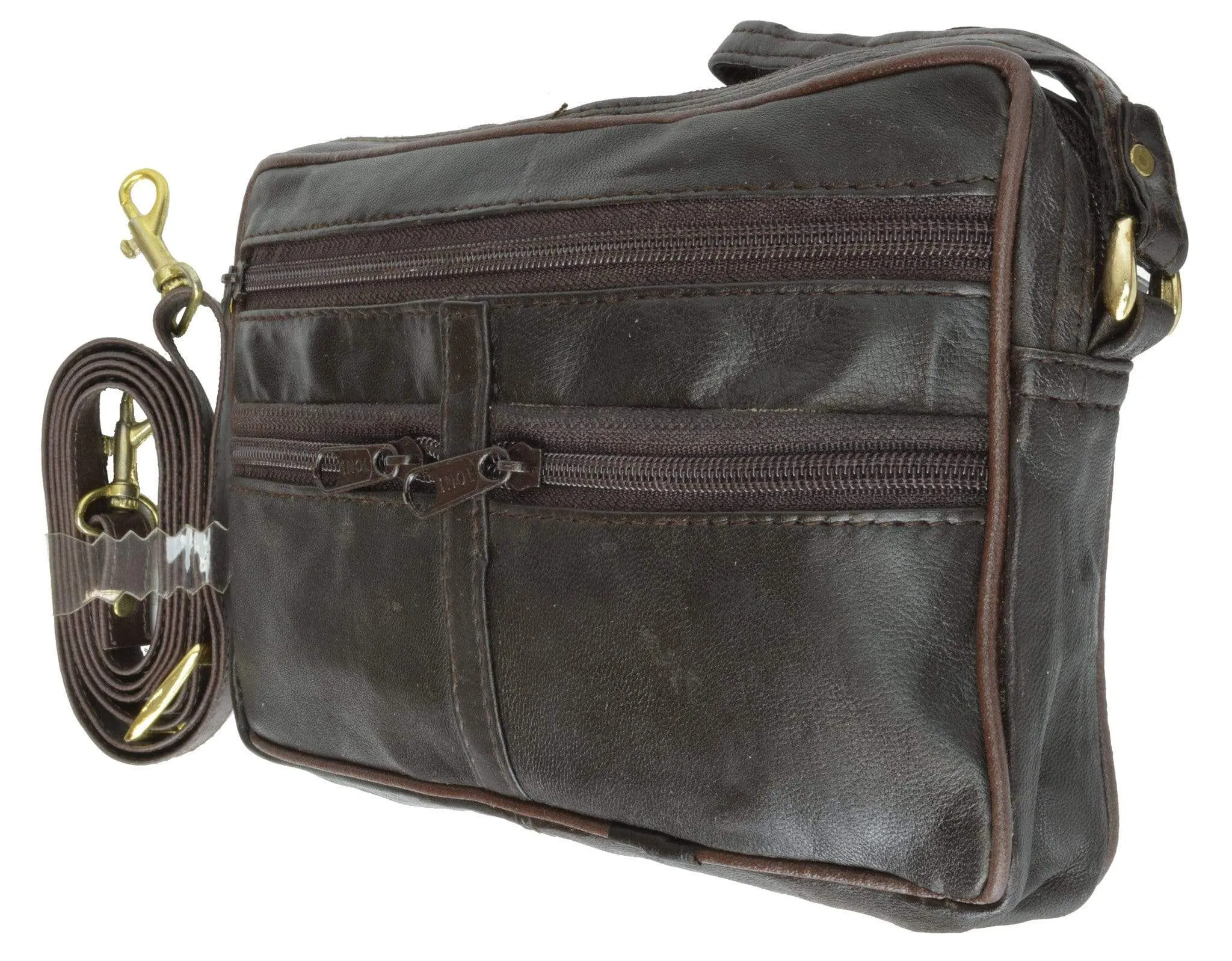 Genuine Leather Organizer Travel Bag Mens Purse with Removable strap 125 (C)