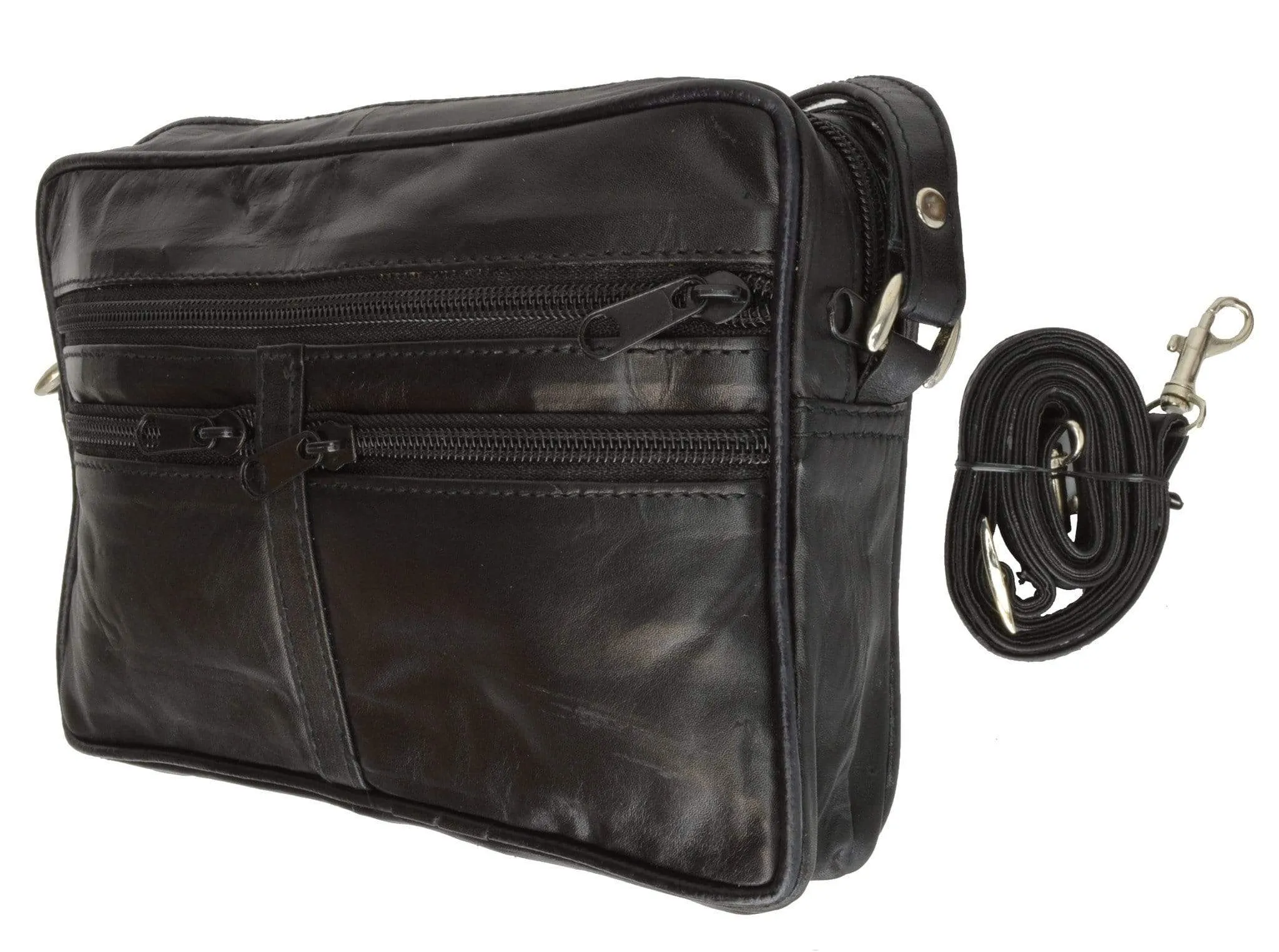 Genuine Leather Organizer Travel Bag Mens Purse with Removable strap 125 (C)