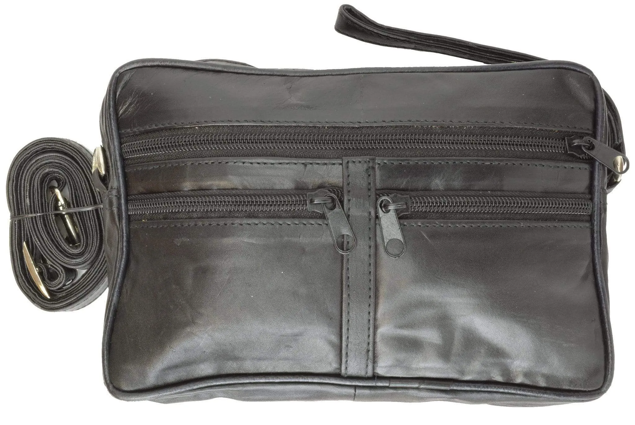 Genuine Leather Organizer Travel Bag Mens Purse with Removable strap 125 (C)