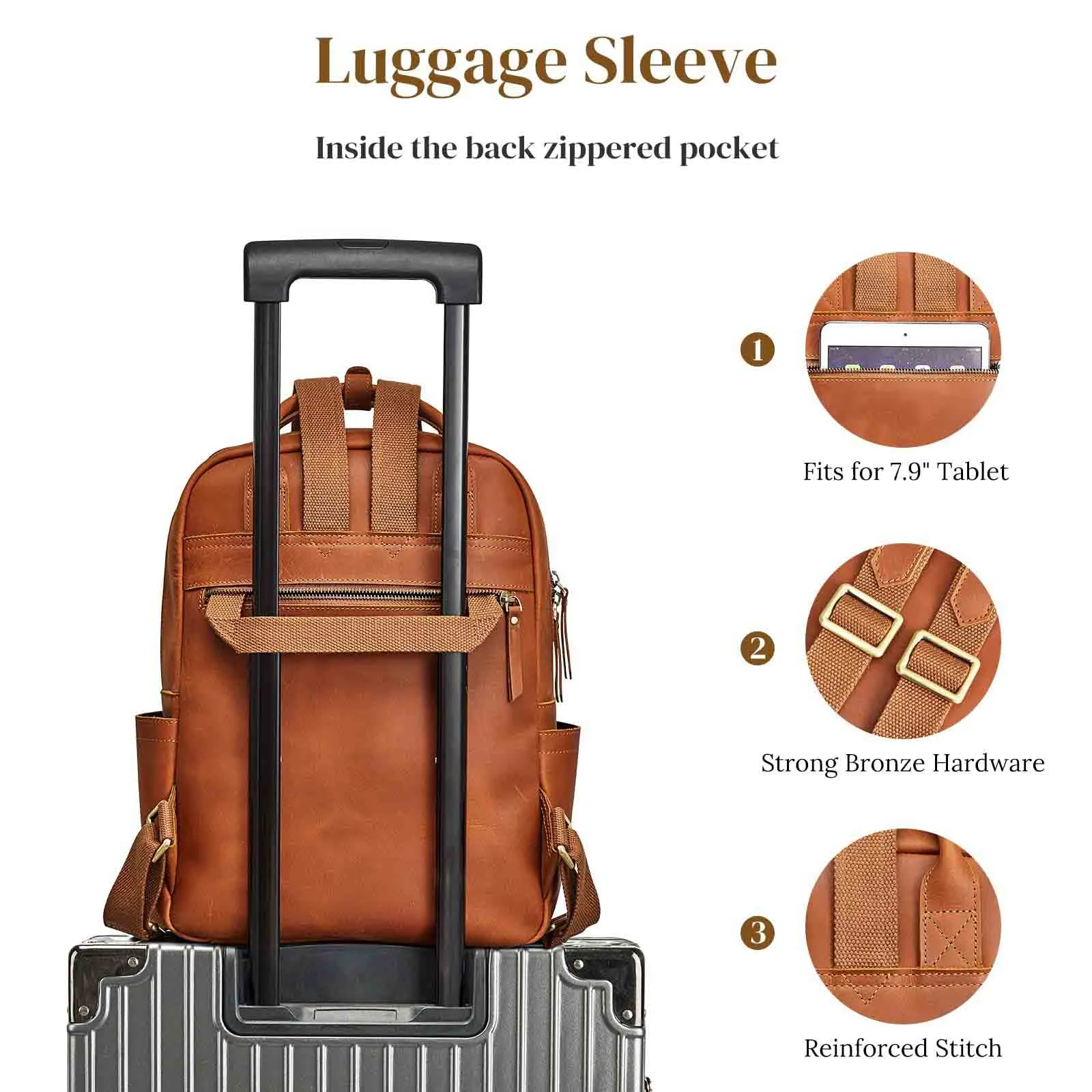 Genuine Leather Travel School Backpack