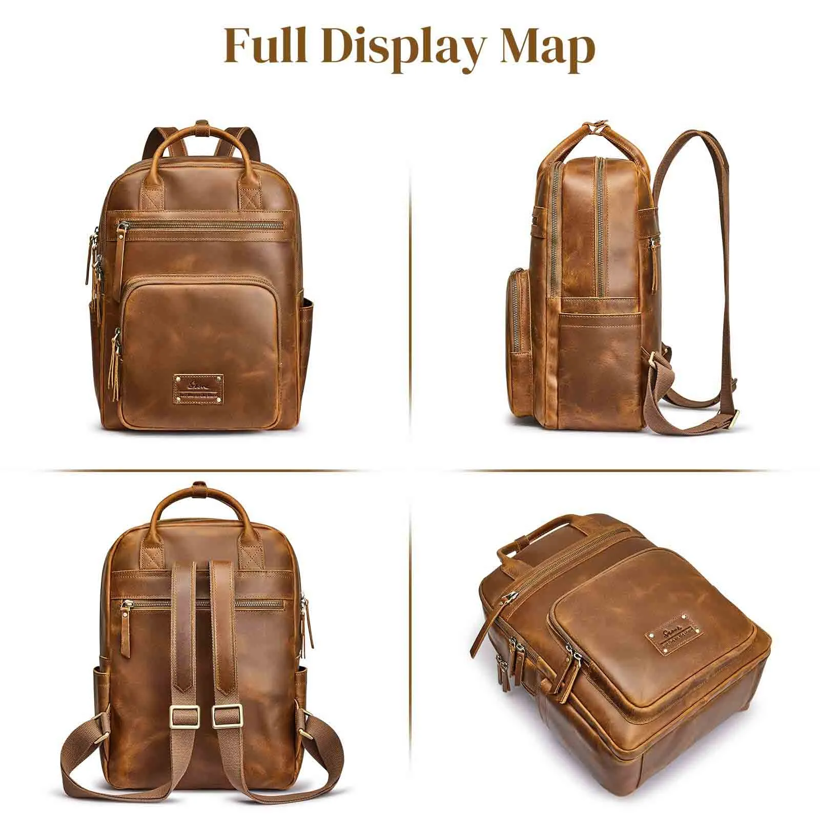 Genuine Leather Travel School Backpack