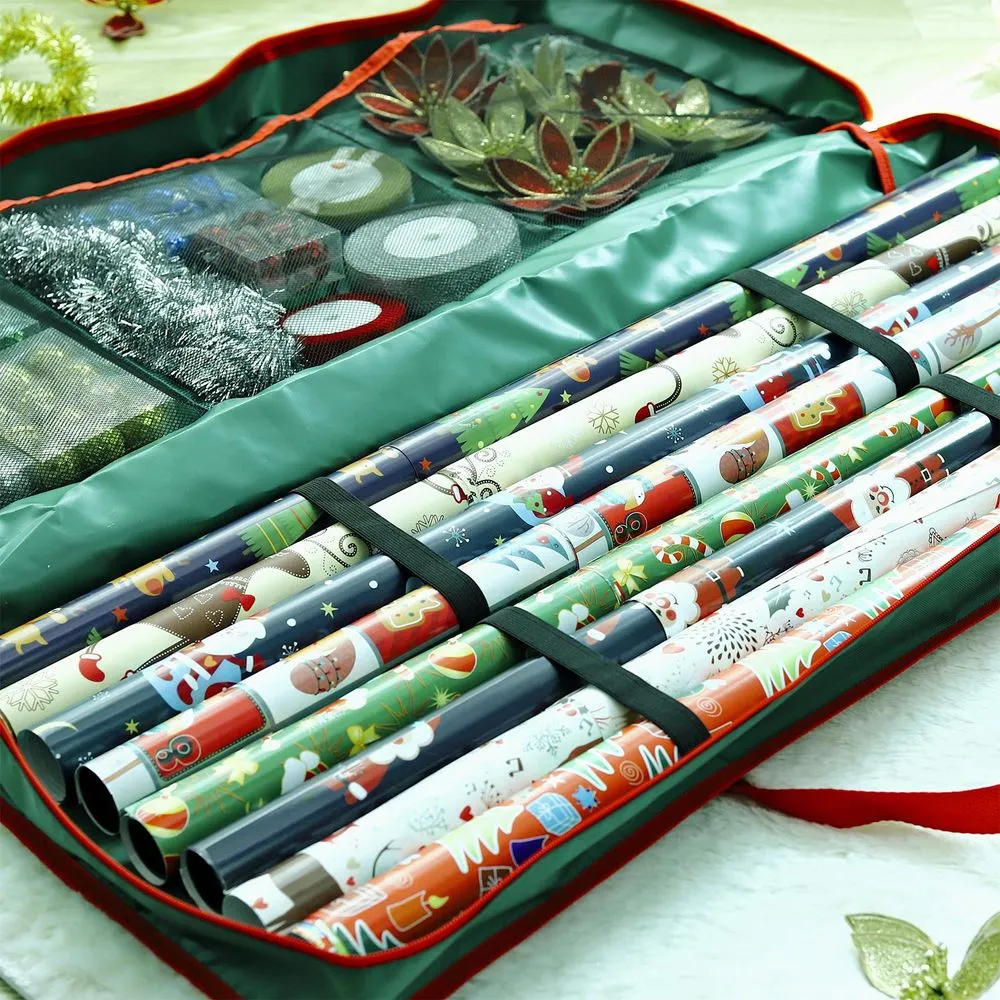 Gift Wrap Closet Organizer - Green Fabric Storage Bag