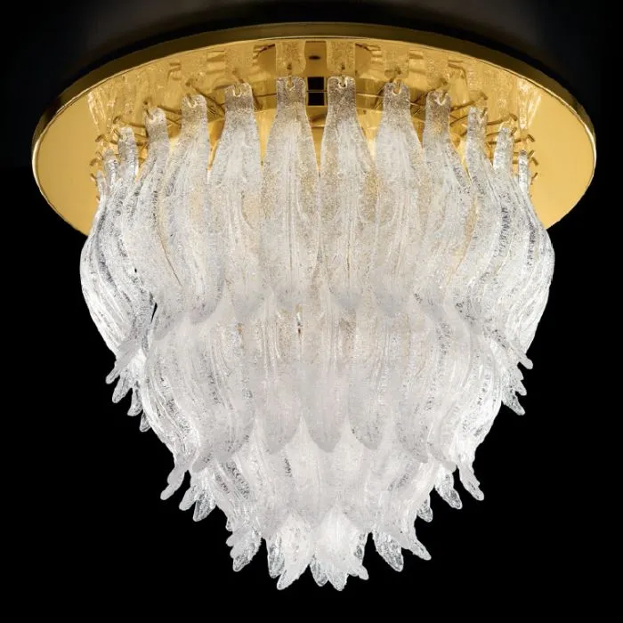 Gold Or Chrome Framed 56 Cm Murano Glass Flush Ceiling Light