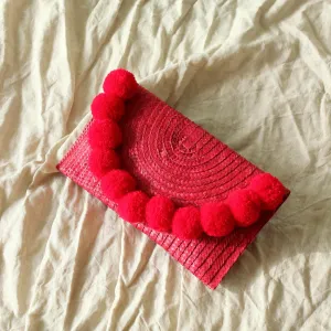 Got Red Straw Pom-pom Party Clutch