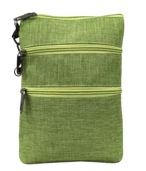 Green Anti-theft 3 Zipper Crossbody