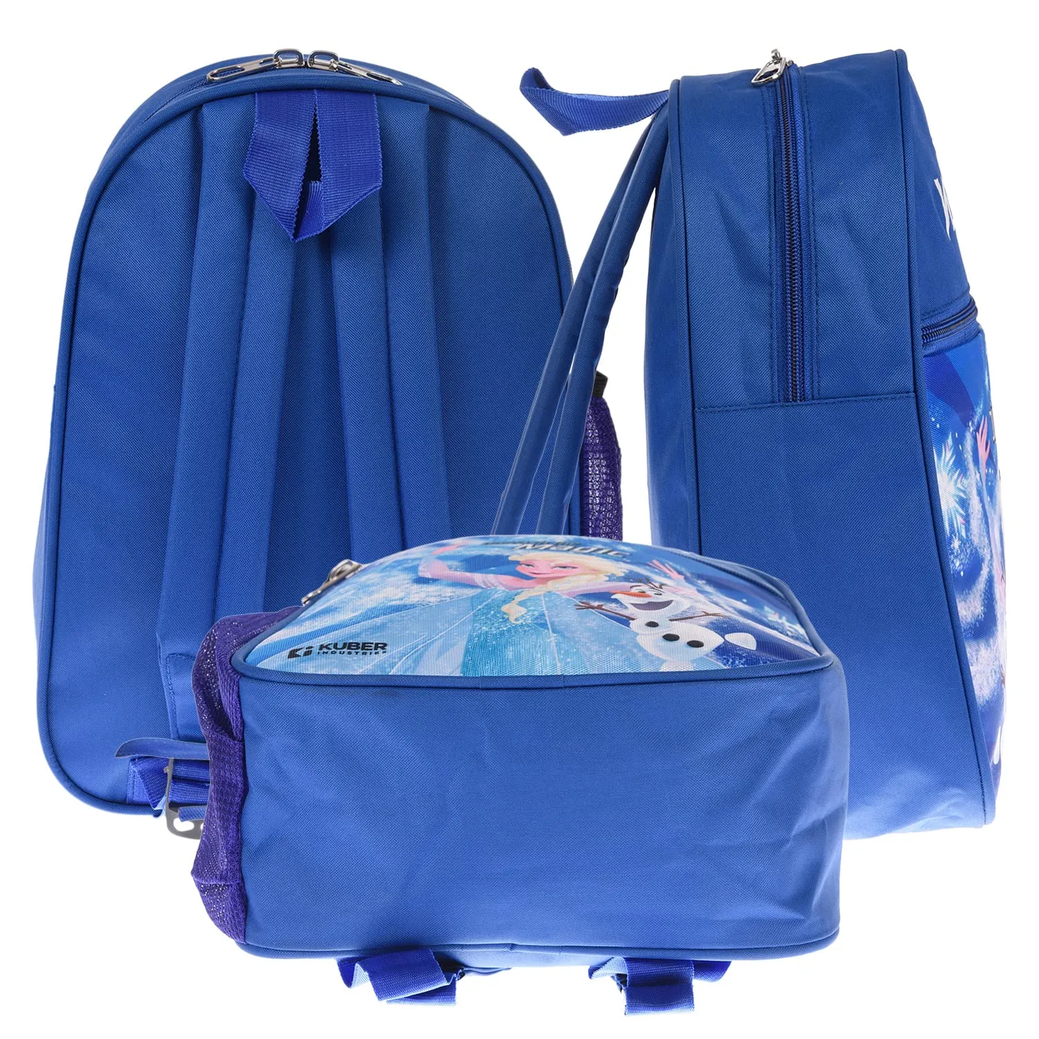 Heart Home Disney Frozen School Bag|2 Compartment Rexine School Bagpack|School Bag for Kids|School Bags for Girls with Zipper Closure|Small Size (Blue)