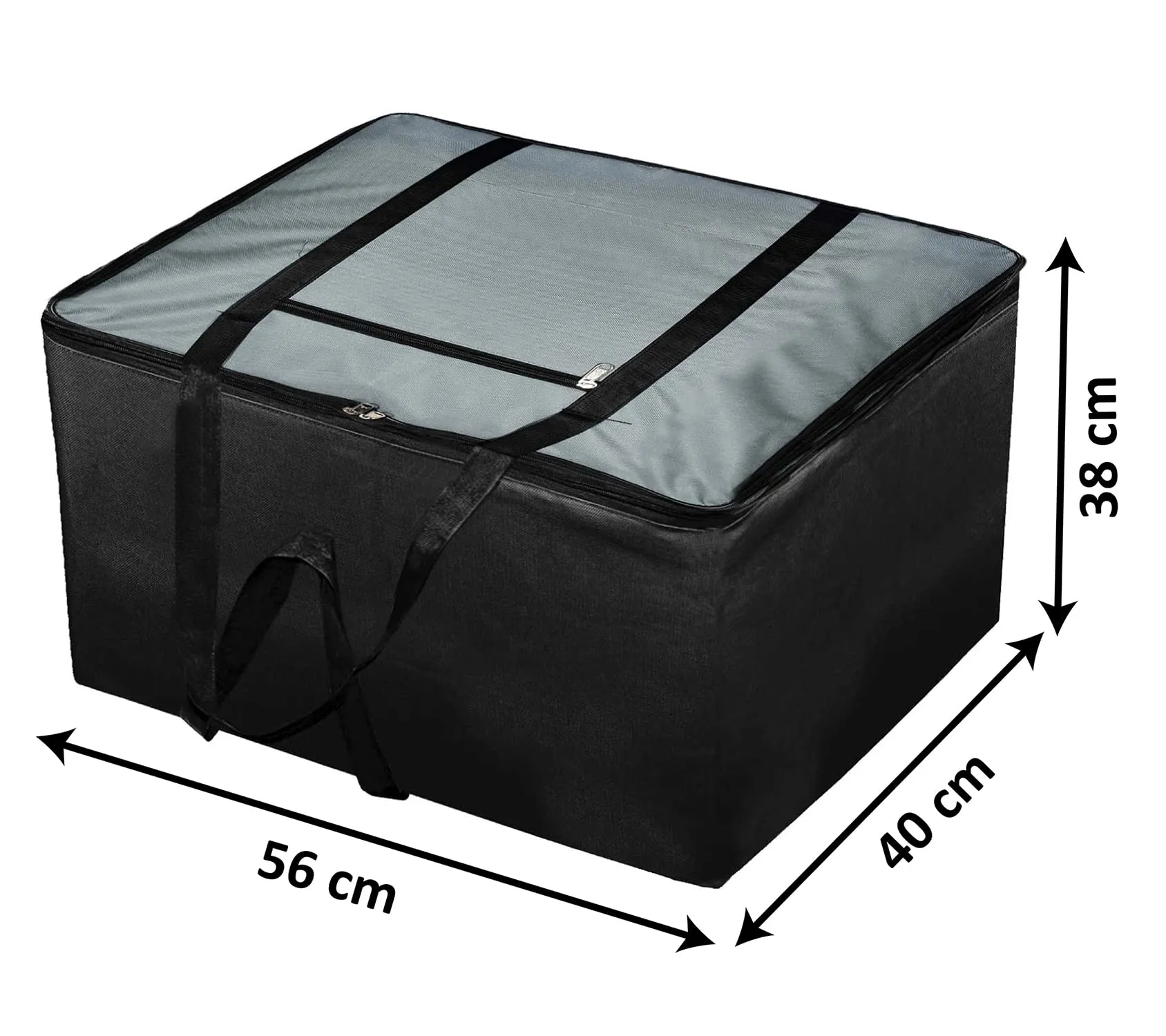 Heart Home Moisture Proof Multipurpose Storage Bag For Books, Magazine, Blankets, Clothes With Zipper & Handle (Black & Grey)-HS43HEARTH26629