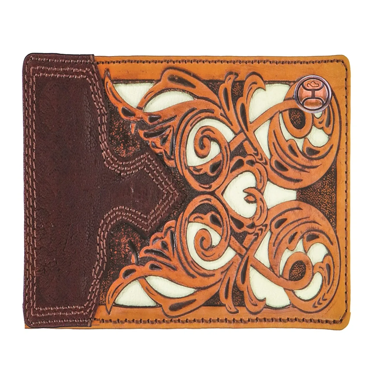 HOOEY HAND TOOLED BI-FOLD IVORY