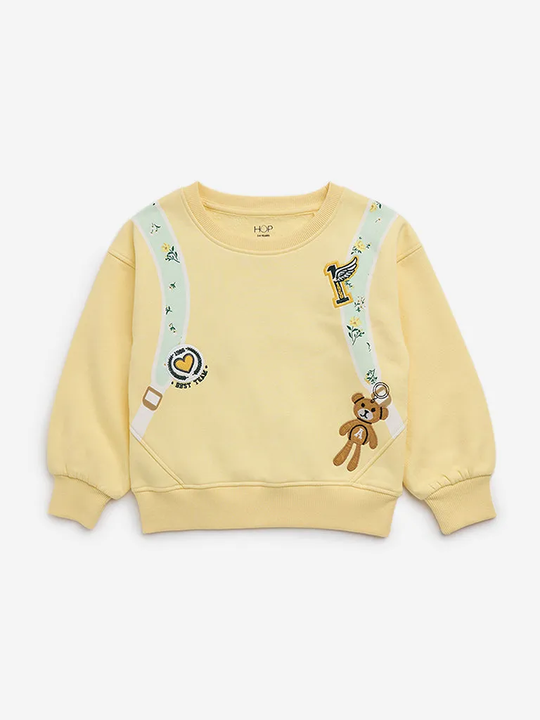 HOP Kids Yellow Backpack-Design Cotton-Blend Sweatshirt