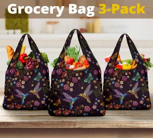 Hummingbird Reusable Grocery Bags Set