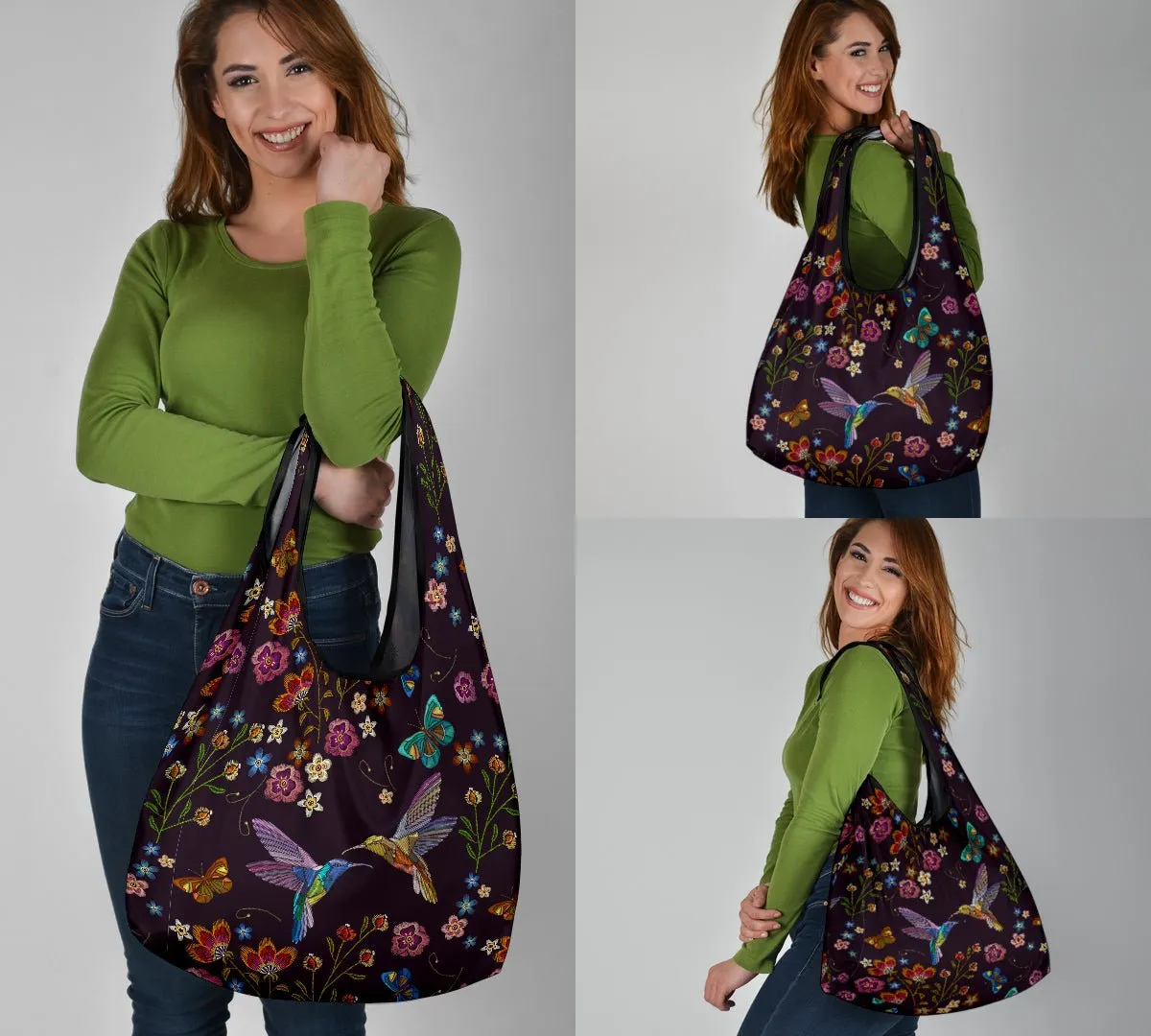 Hummingbird Reusable Grocery Bags Set