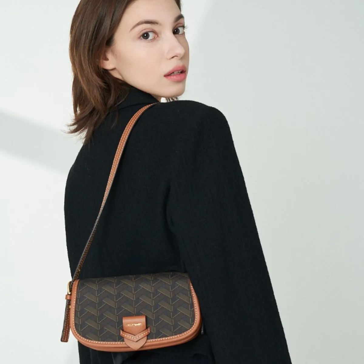 JILLSTUART NEW YORK Rosella Chilling Brown Pattern Leather Shoulder Bag S / from Seoul, Korea