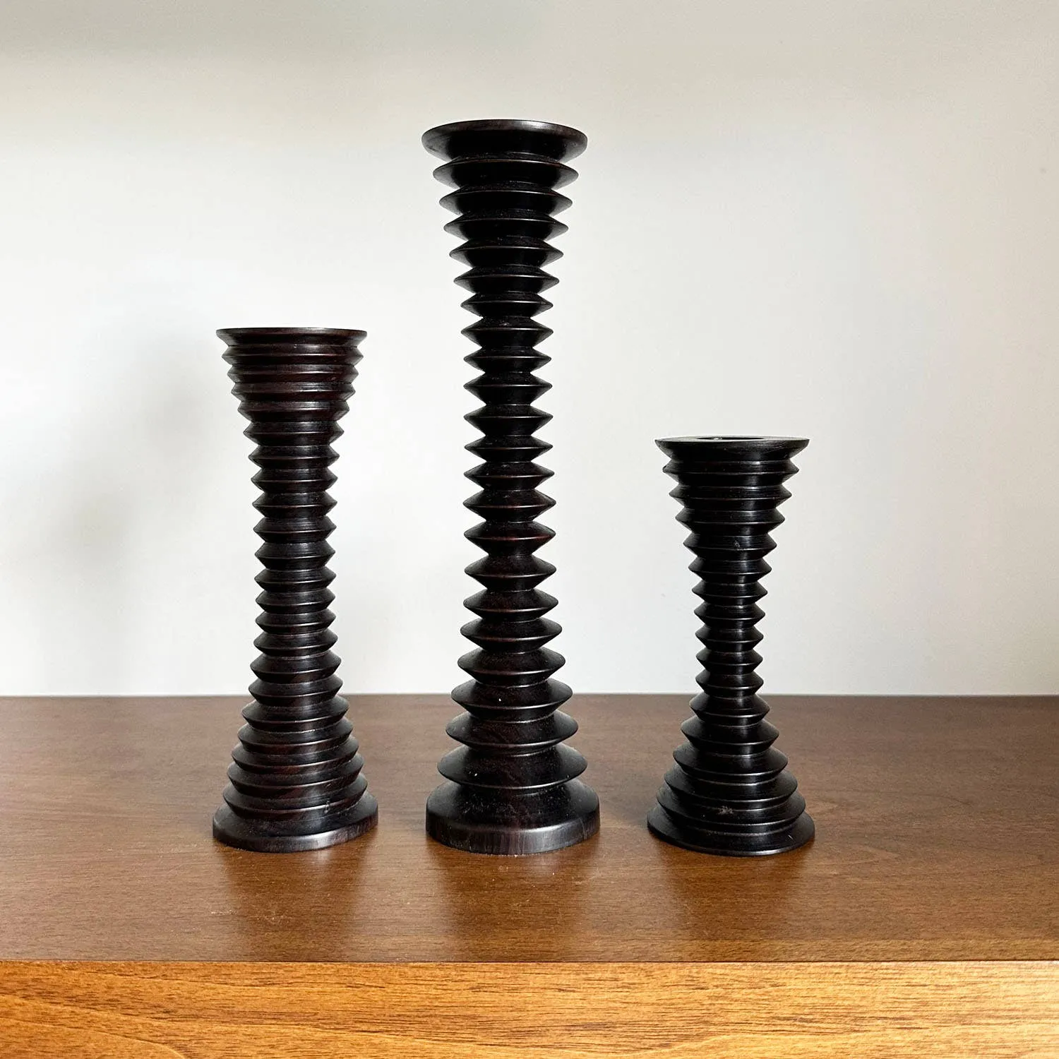 Large Ebony Wood Vessel - Candle Holder