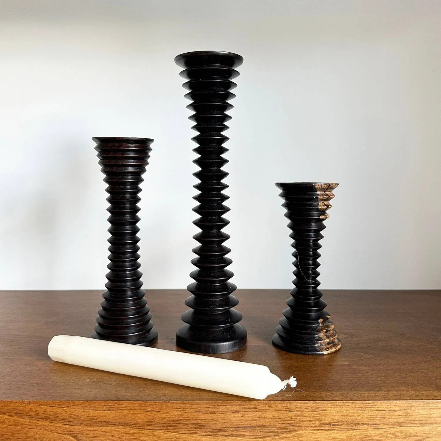 Large Ebony Wood Vessel - Candle Holder